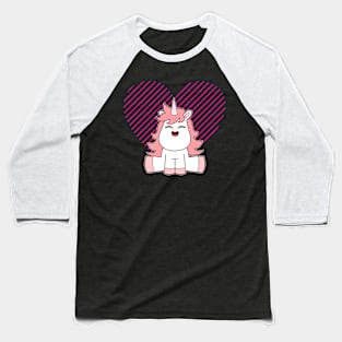 Pink Unicorn Heart Love Baseball T-Shirt